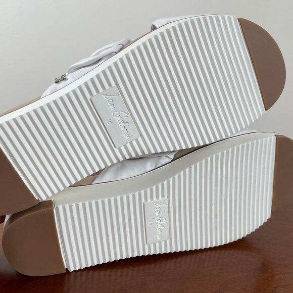 New Sam Edelman Aida Slide Sandals in White Leather Women's Size 10 - Picture 8 of 9